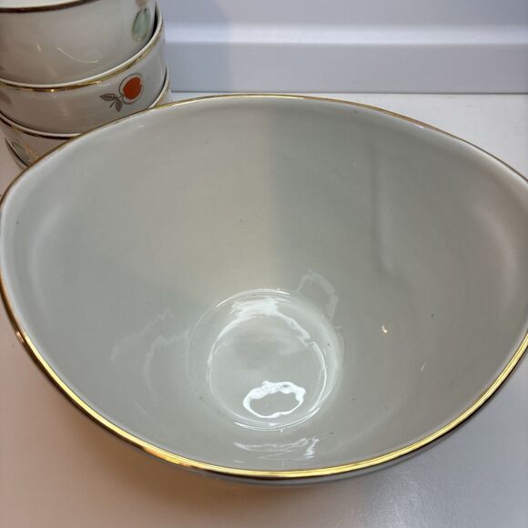 Vtg compote service Riga Porcelain PFF Stamps For 4 Servings Hand painted Apples - Picture 6 of 16